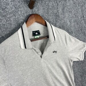 LRG Lifted Research Group Polo Shirt Mens Medium Heather Gray Short Sleeve